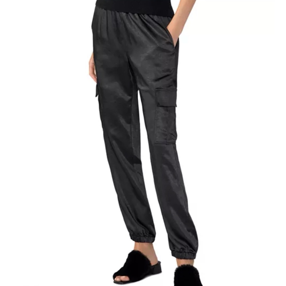 Women's Sanctuary Satin Black Cargo Pants. The Fixer